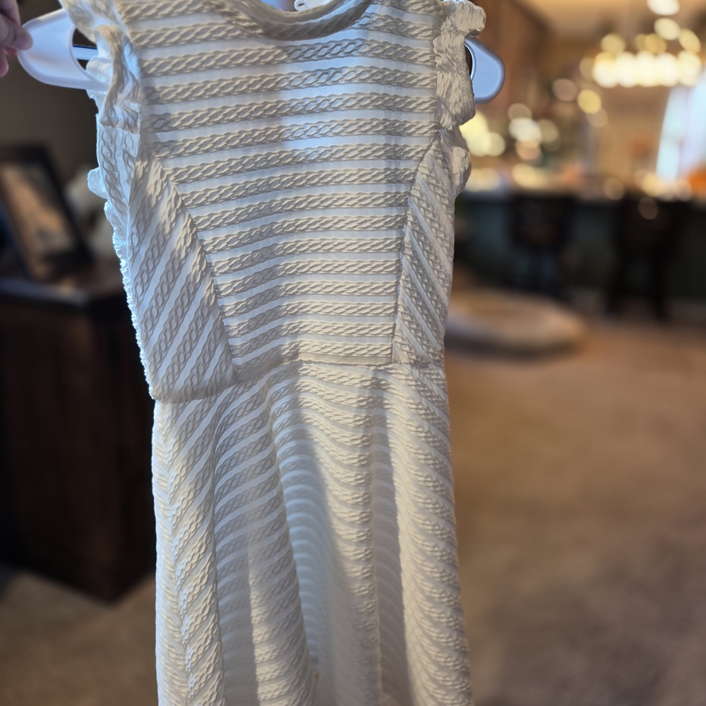 White Textured Sleeveless Dress